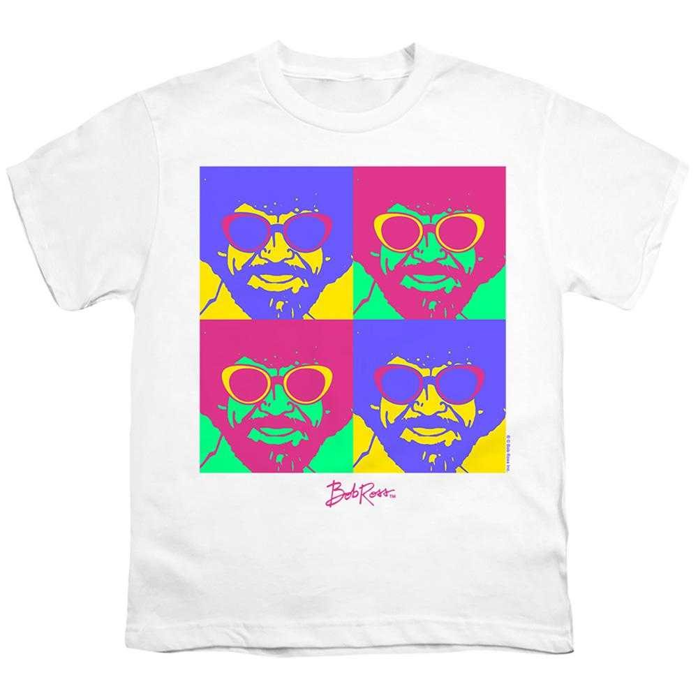 White - Front - Bob Ross Childrens-Kids Pop Art T-Shirt