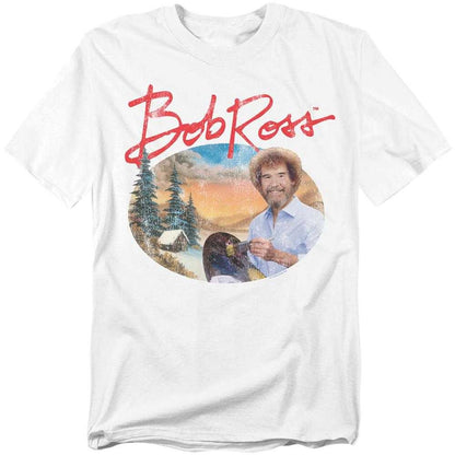 White - Front - Bob Ross Unisex Adult A Warm Winter T-Shirt