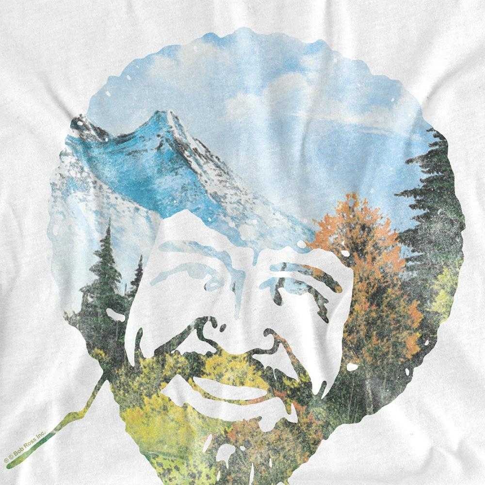 White - Side - Bob Ross Womens-Ladies Valley Hair Regular T-Shirt