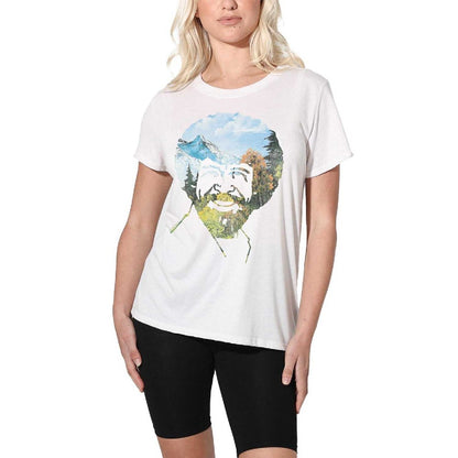 White - Lifestyle - Bob Ross Womens-Ladies Valley Hair Regular T-Shirt