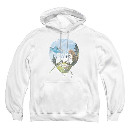 White - Front - Bob Ross Unisex Adult Valley Hair Hoodie