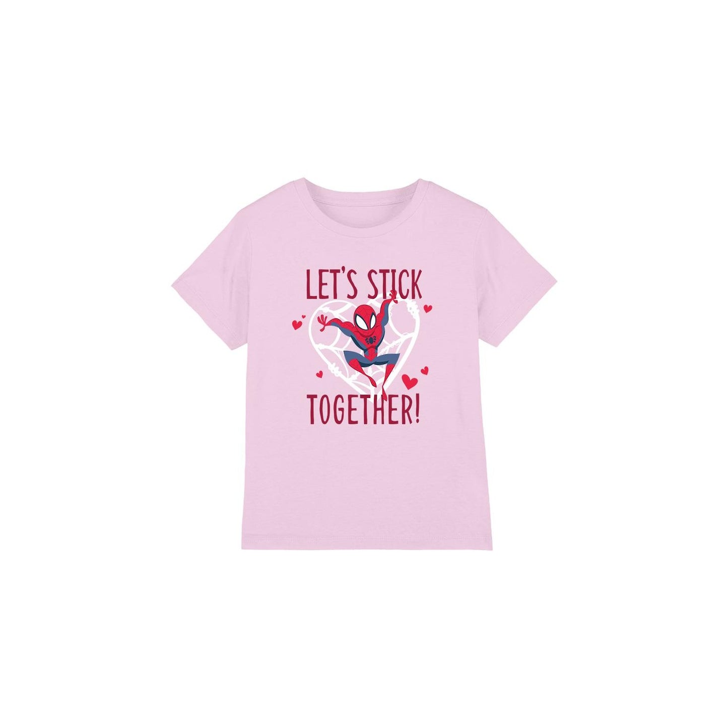 Pink - Front - Spider-Man Childrens-Kids Stick Together Valentine`s Day T-Shirt