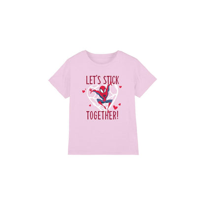 Pink - Front - Spider-Man Childrens-Kids Stick Together Valentine`s Day T-Shirt