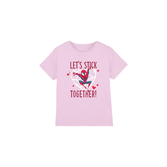 Pink - Front - Spider-Man Childrens-Kids Stick Together Valentine`s Day T-Shirt