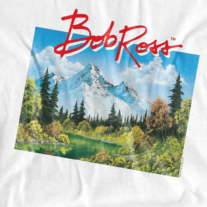 White - Side - Bob Ross Womens-Ladies Valley Signature Fitted T-Shirt