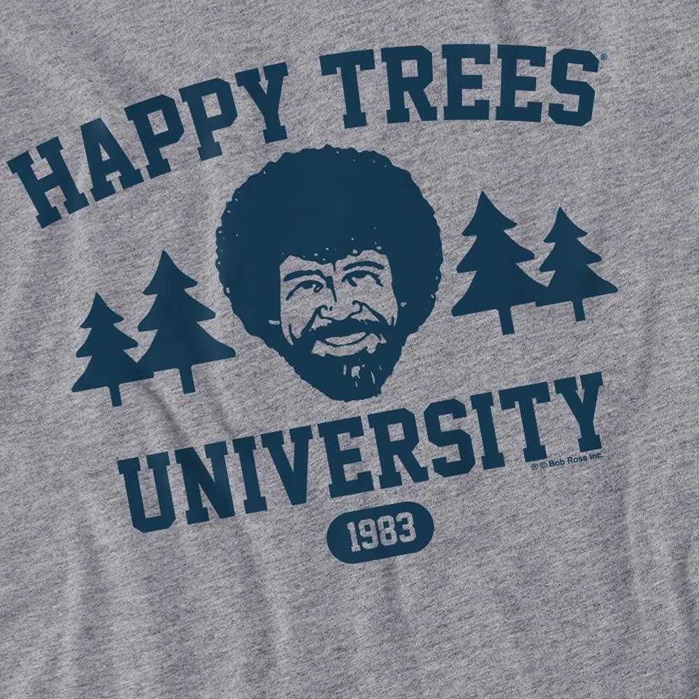 Athletic Heather - Side - Bob Ross Womens-Ladies Happy Trees University T-Shirt