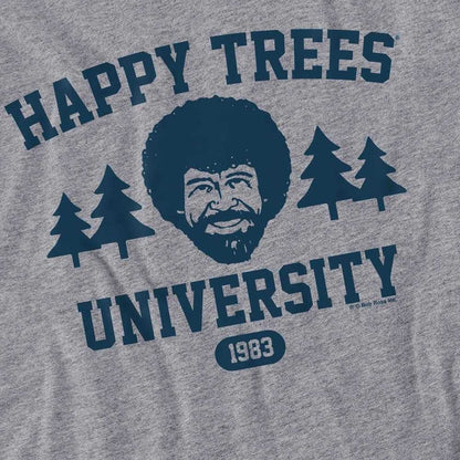 Athletic Heather - Side - Bob Ross Womens-Ladies Happy Trees University T-Shirt