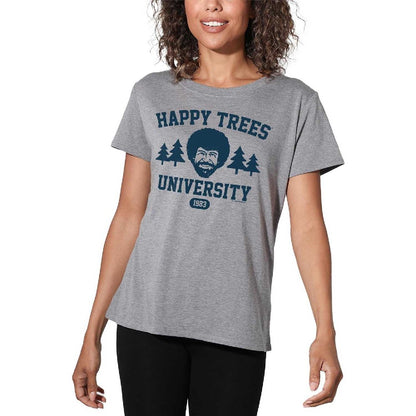 Athletic Heather - Lifestyle - Bob Ross Womens-Ladies Happy Trees University T-Shirt