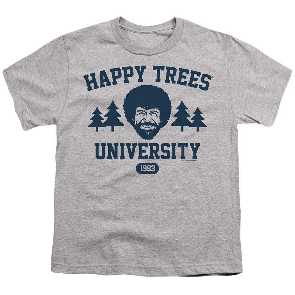 Athletic Heather - Front - Bob Ross Childrens-Kids Happy Trees University T-Shirt
