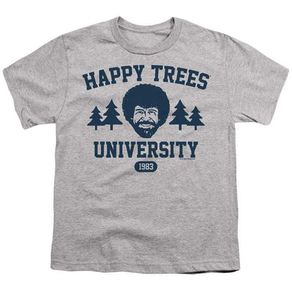 Athletic Heather - Front - Bob Ross Childrens-Kids Happy Trees University T-Shirt