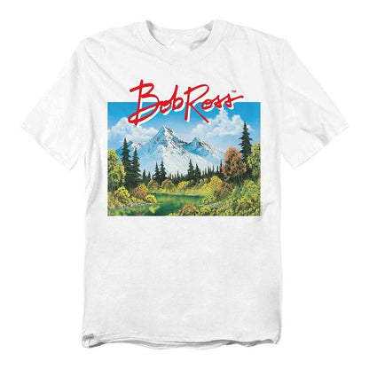 White - Front - Bob Ross Unisex Adult Valley Signature T-Shirt
