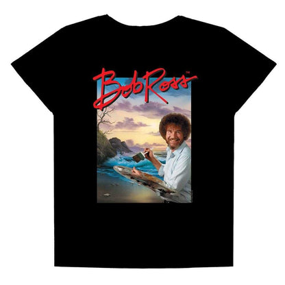 Black - Front - Bob Ross Womens-Ladies Ocean Painter Regular T-Shirt
