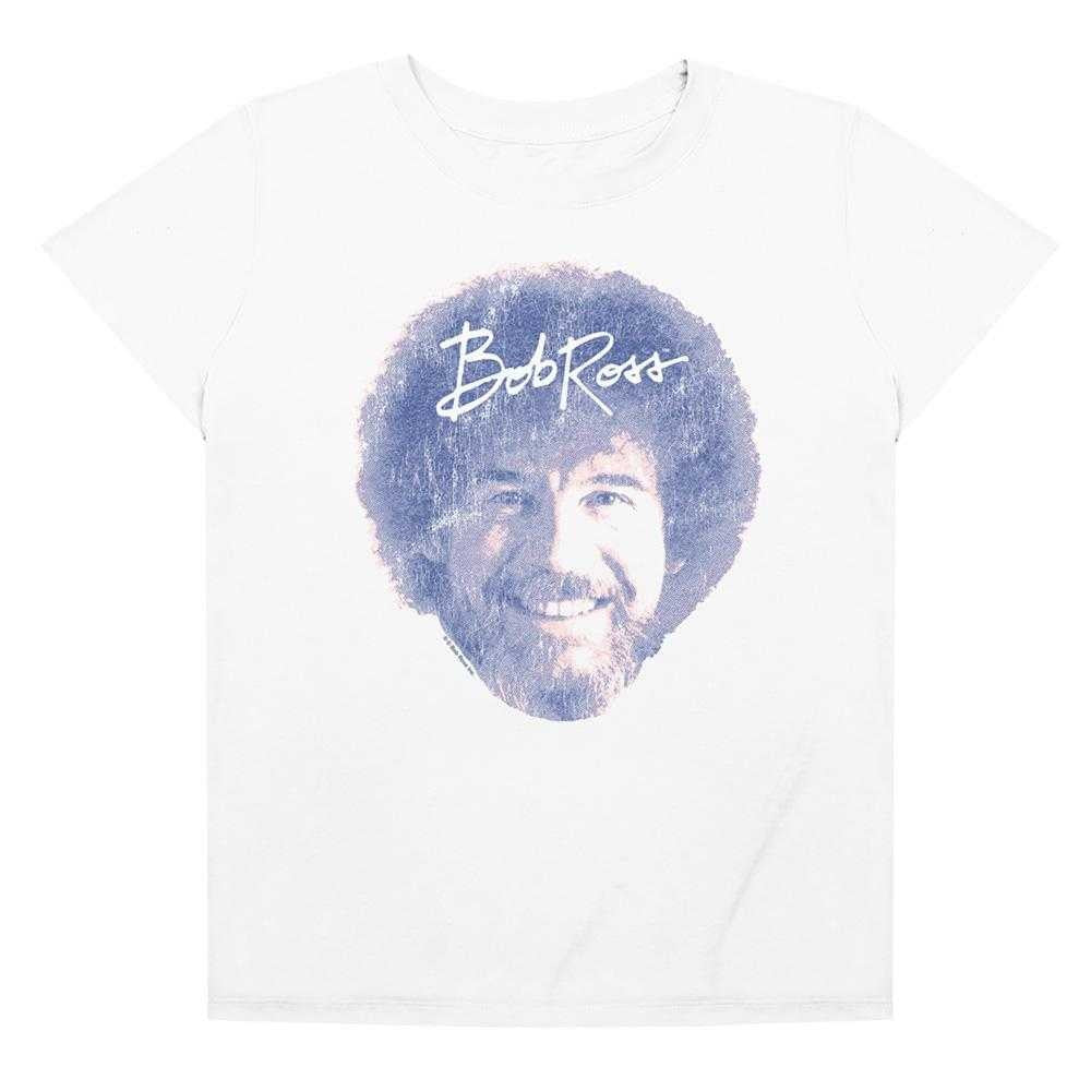 White - Front - Bob Ross Womens-Ladies Face Regular T-Shirt