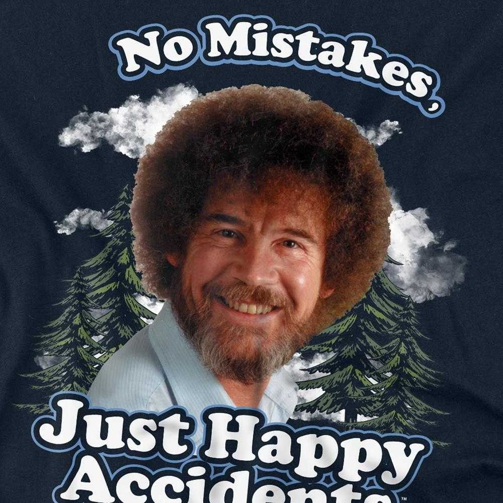 Navy - Side - Bob Ross Childrens-Kids Just Happy Accidents Clouds T-Shirt