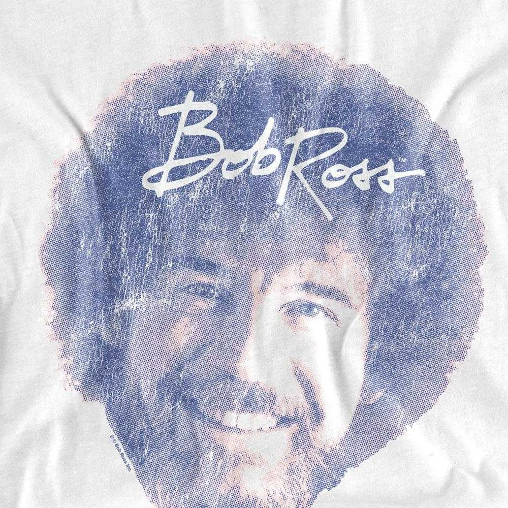 White - Side - Bob Ross Childrens-Kids Face T-Shirt