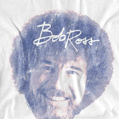 White - Side - Bob Ross Childrens-Kids Face T-Shirt