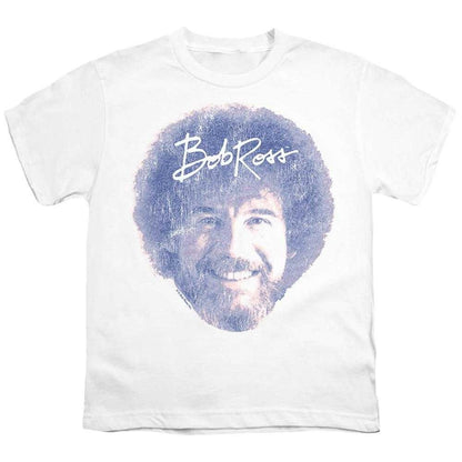 White - Front - Bob Ross Childrens-Kids Face T-Shirt
