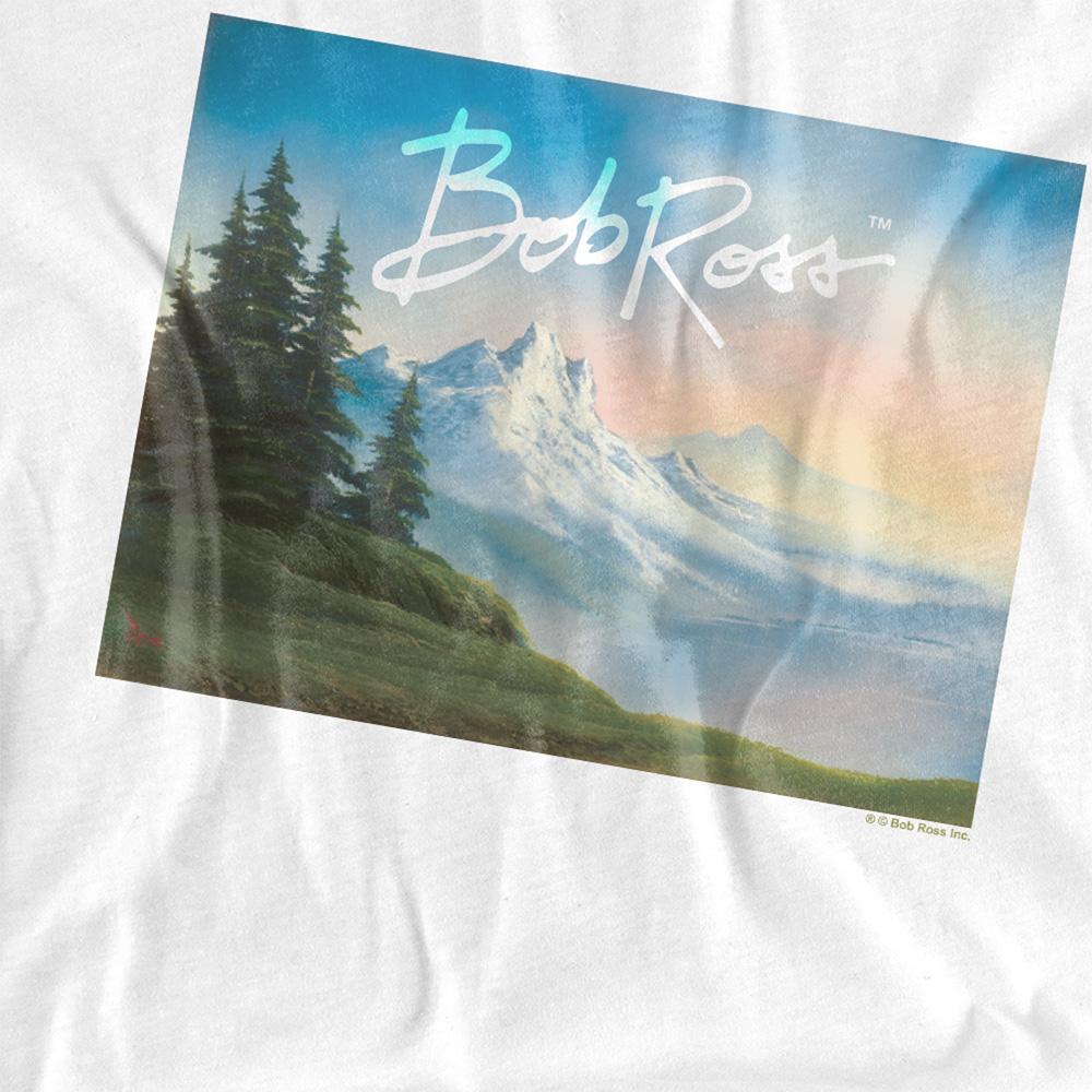 White - Side - Bob Ross Womens-Ladies Landscape Signature Fitted T-Shirt