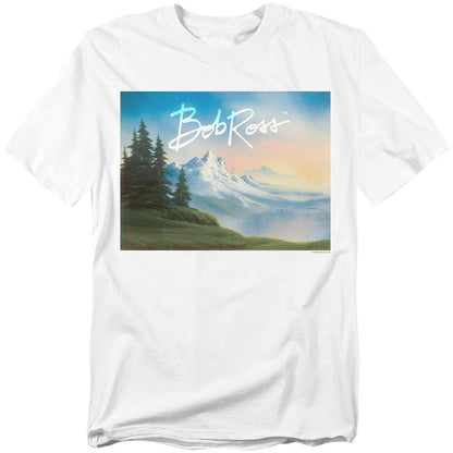 White - Front - Bob Ross Unisex Adult Landscape Signature T-Shirt