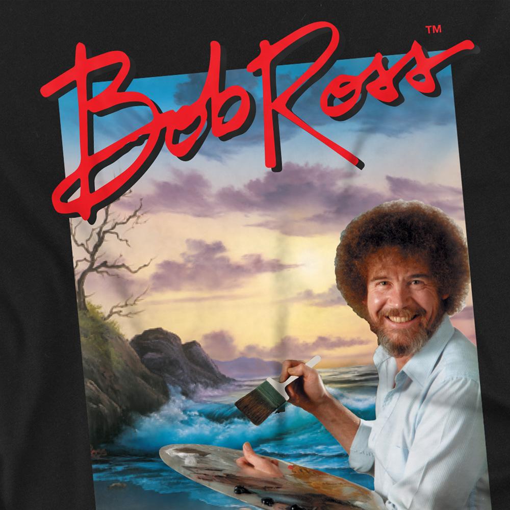 Black - Side - Bob Ross Unisex Adult Ocean Painter T-Shirt