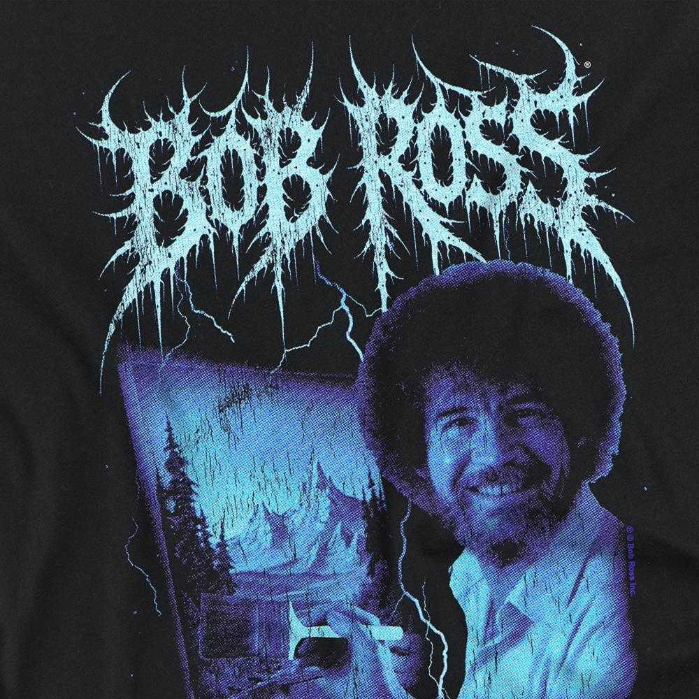 Black - Side - Bob Ross Womens-Ladies Happy Little Trees Metal Regular T-Shirt