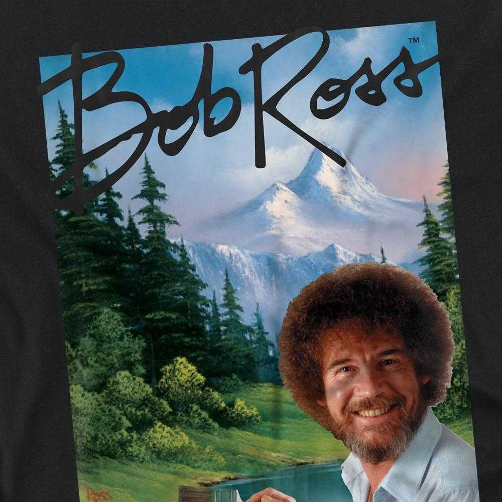 Black - Side - Bob Ross Womens-Ladies Mountain Painter Regular T-Shirt