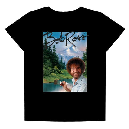 Black - Front - Bob Ross Womens-Ladies Mountain Painter Regular T-Shirt