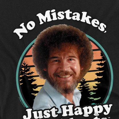 Black - Side - Bob Ross Womens-Ladies Just Happy Accidents Retro T-Shirt