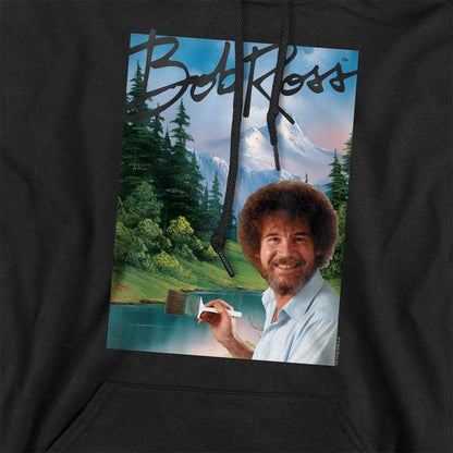 Black - Side - Bob Ross Unisex Adult Mountain Painter Mountain Hoodie