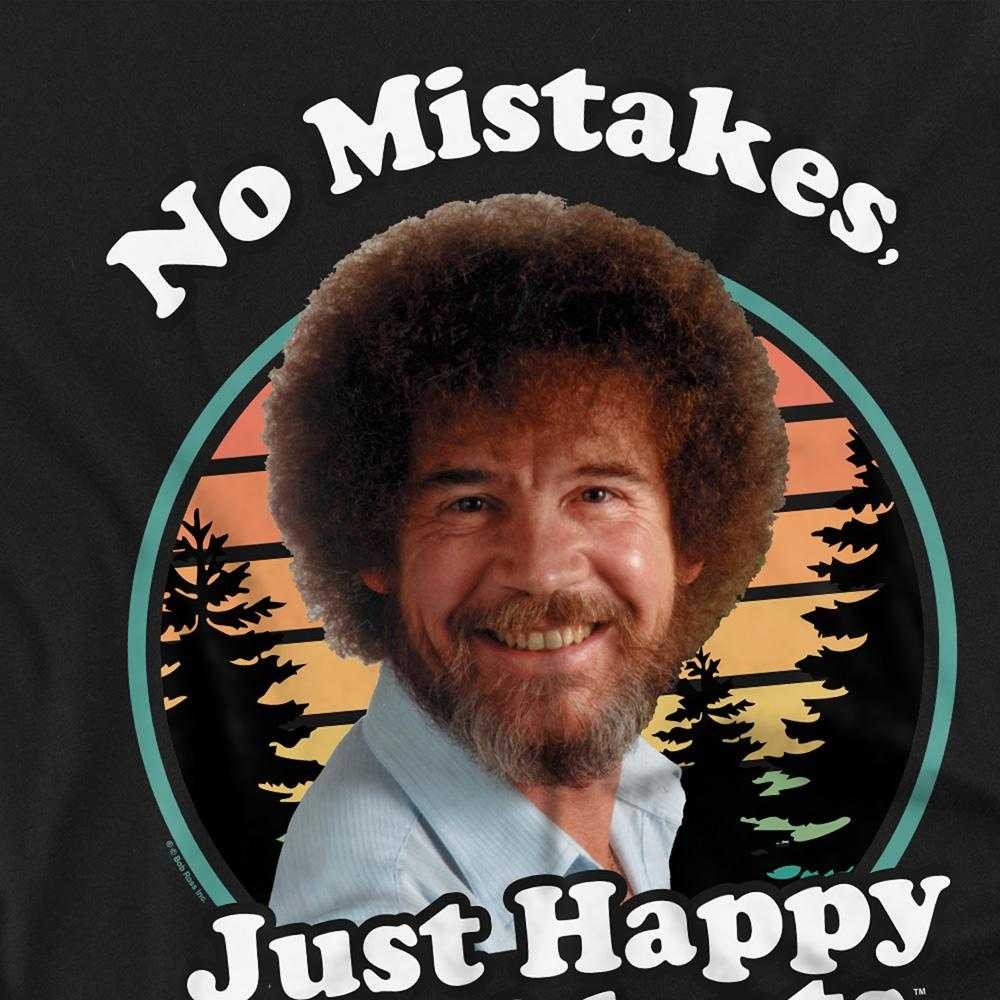 Black - Side - Bob Ross Childrens-Kids Just Happy Accidents Retro T-Shirt