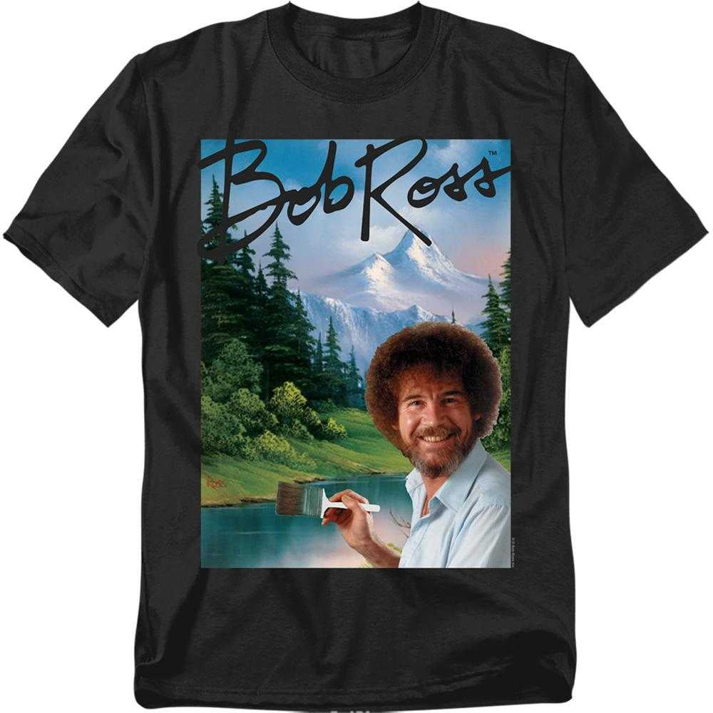 Black - Front - Bob Ross Unisex Adult Mountain Painter T-Shirt