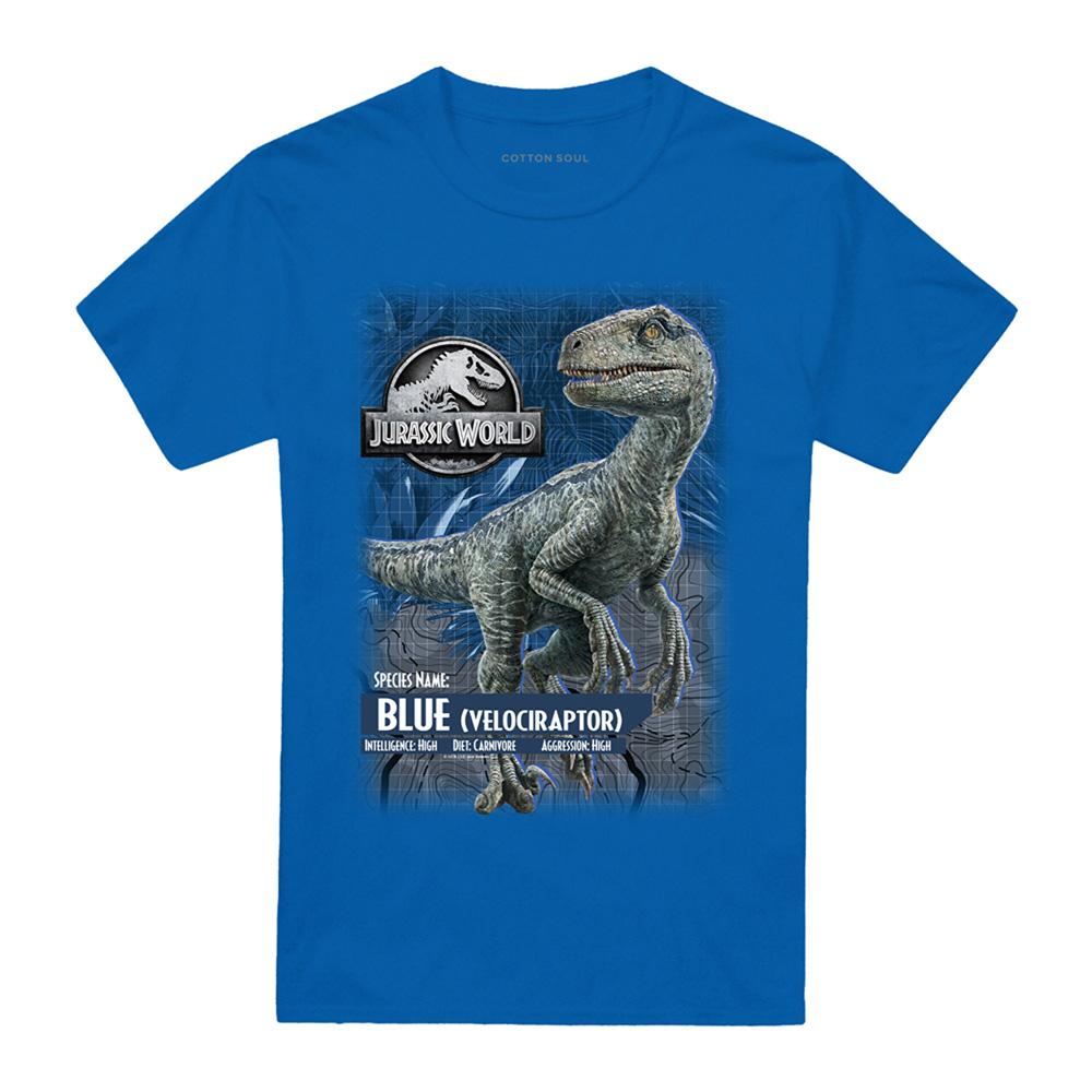 Royal Blue - Front - Jurassic Park Unisex Adult Velociraptor T-Shirt