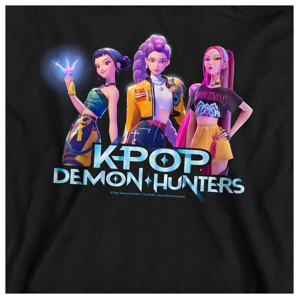 Black - Side - K-Pop Demon Hunters Childrens-Kids Huntrix Group Pullover Hoodie