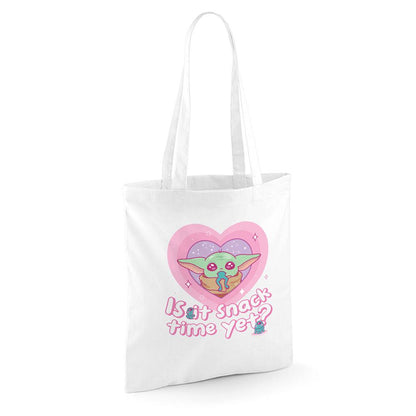 White - Back - Star Wars Is It Snack Time Yet Grogu Tote Bag