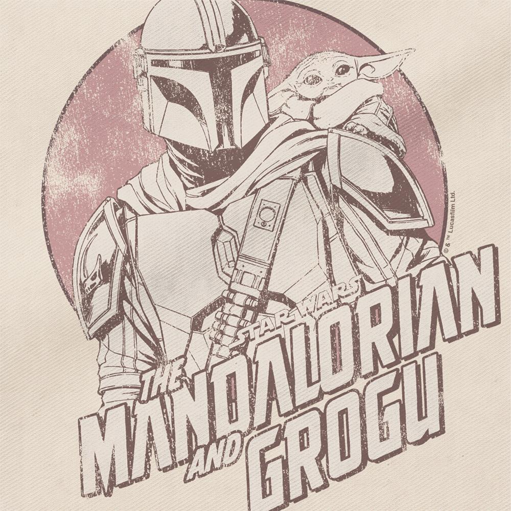 Natural - Side - Star Wars Mandalorian Sunset Grogu And Mando Reusable Tote Bag