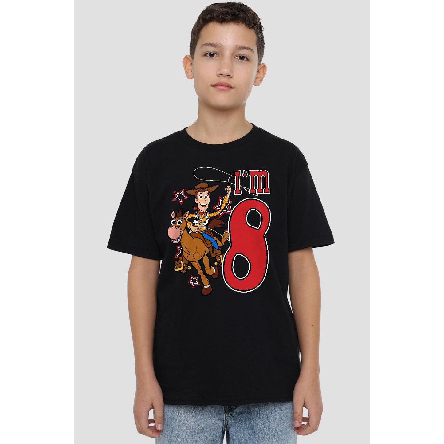 Black - Back - Toy Story Childrens-Kids I´m 8 Woody Birthday T-Shirt