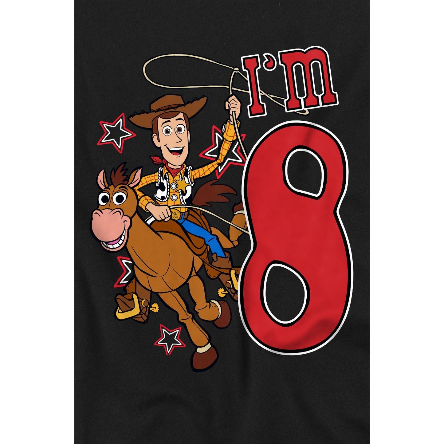 Black - Lifestyle - Toy Story Childrens-Kids I´m 8 Woody Birthday T-Shirt