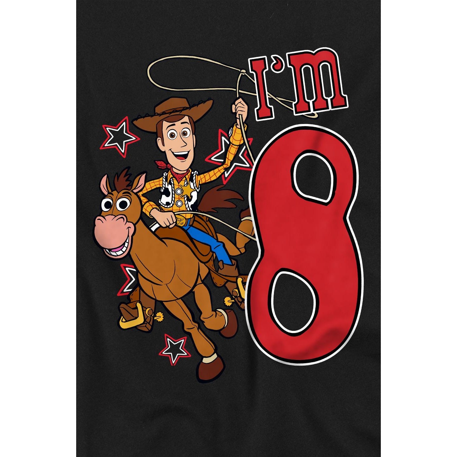 Black - Lifestyle - Toy Story Childrens-Kids I´m 8 Woody Birthday T-Shirt