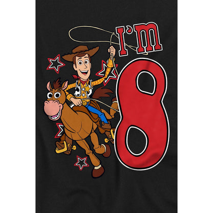 Black - Lifestyle - Toy Story Childrens-Kids I´m 8 Woody Birthday T-Shirt