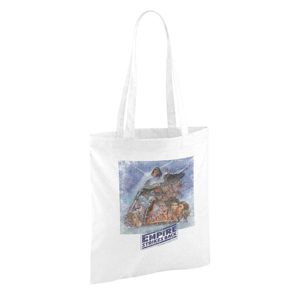 White - Back - Star Wars The Empire Strikes Back Retro Poster Reusable Tote Bag