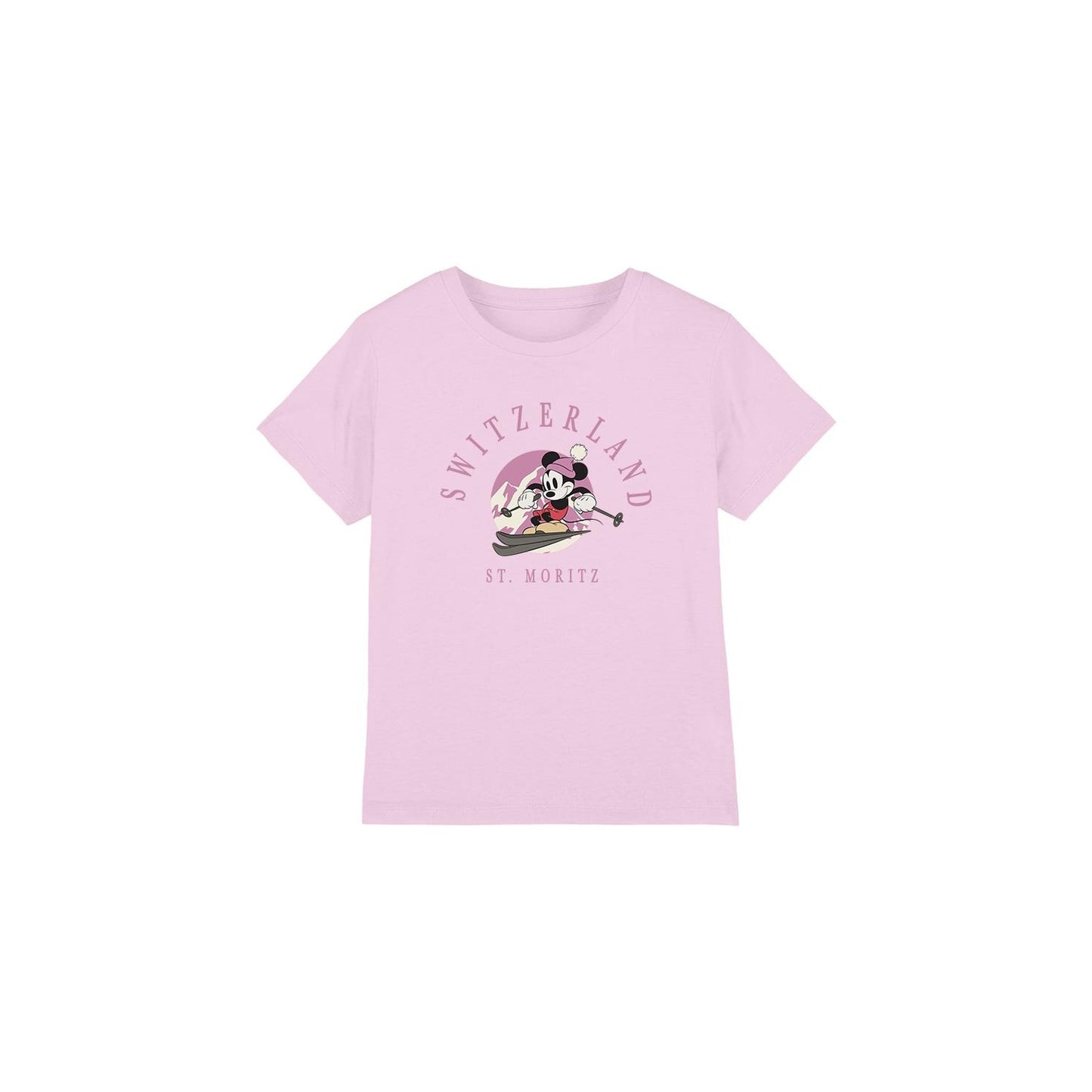 Pink - Front - Disney Childrens-Kids Switzerland Mickey Mouse T-Shirt