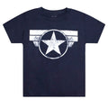 Navy - Front - Captain America Boys Logo T-Shirt