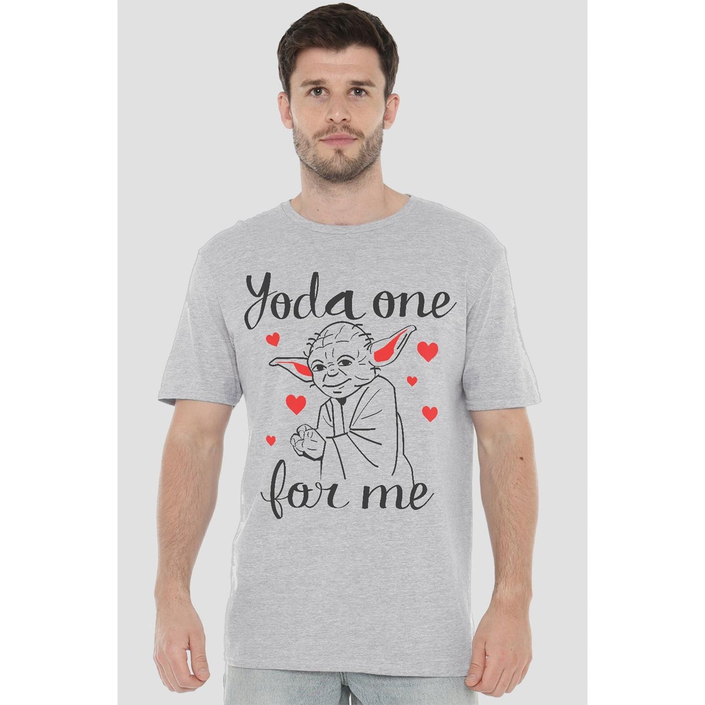 Sport Heather - Back - Star Wars Mens Yoda One For Me Valentine`s Day T-Shirt