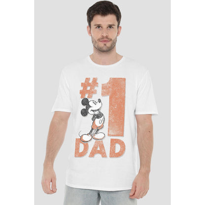 White - Back - Disney Mens Number 1 Dad Mickey Mouse T-Shirt