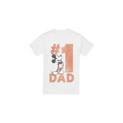 White - Front - Disney Mens Number 1 Dad Mickey Mouse T-Shirt