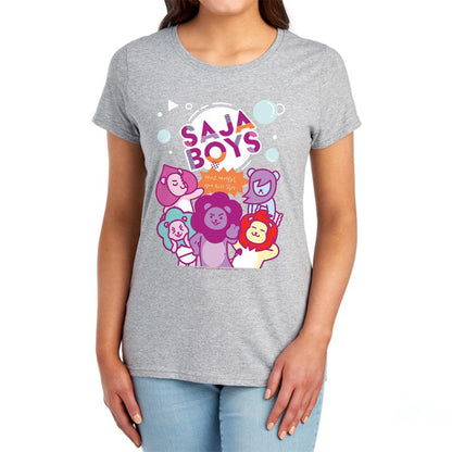 Athletic Heather - Lifestyle - K-Pop Demon Hunters Womens-Ladies Soda Pop Saja Boys Mascot Fitted T-Shirt