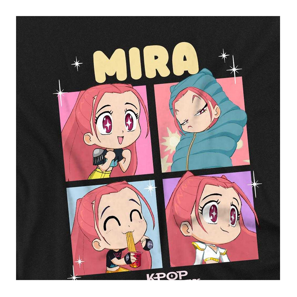 Black - Side - K-Pop Demon Hunters Childrens-Kids Huntrix Mira Chibi Group T-Shirt