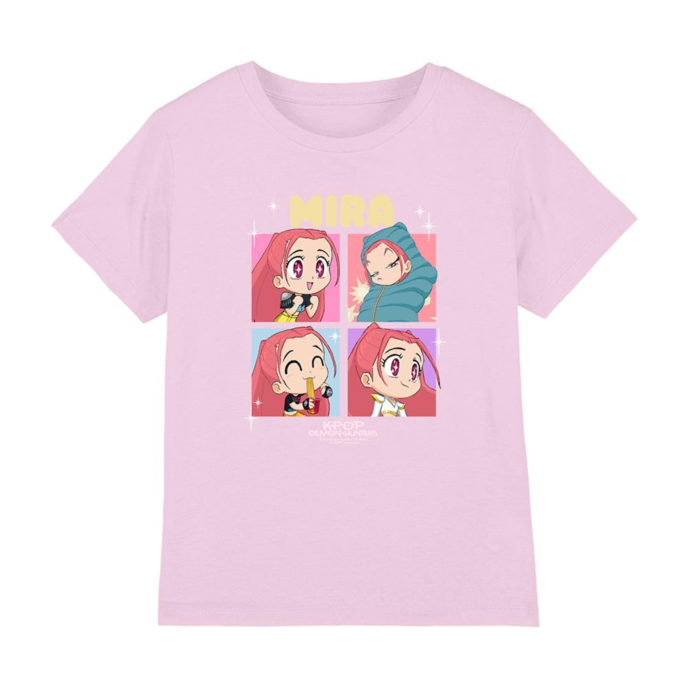 Light Pink - Front - K-Pop Demon Hunters Childrens-Kids Huntrix Mira Chibi Group T-Shirt