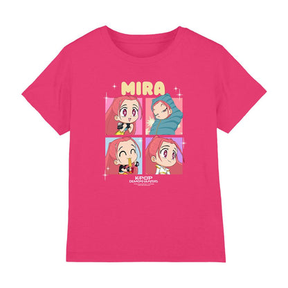 Fuchsia - Front - K-Pop Demon Hunters Childrens-Kids Huntrix Mira Chibi Group T-Shirt