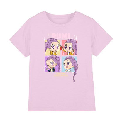 Light Pink - Front - K-Pop Demon Hunters Childrens-Kids Huntrix Rumi Chibi Group T-Shirt